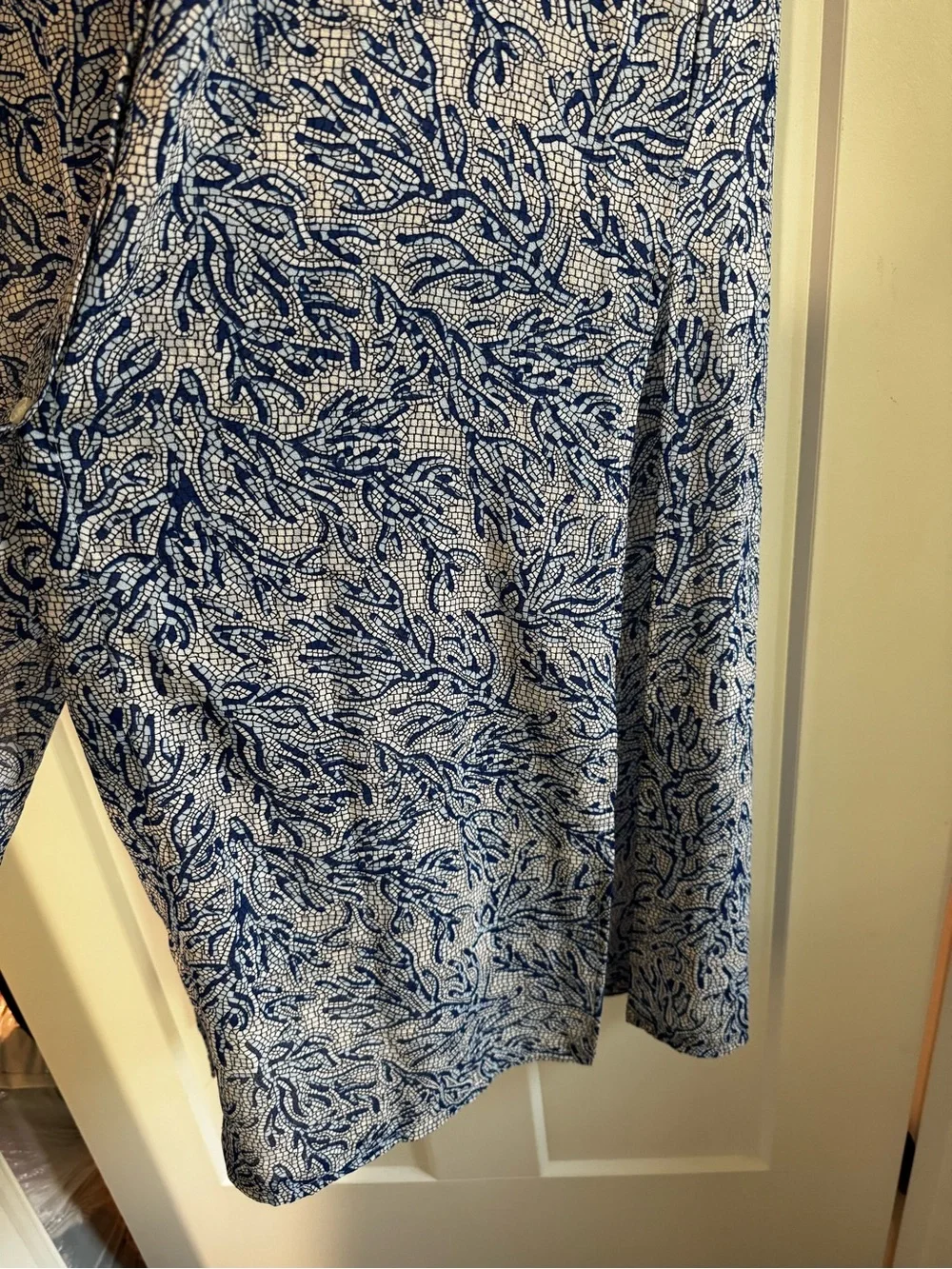 Michael Kors Blue and White Printed Button-Down Maxi Dress